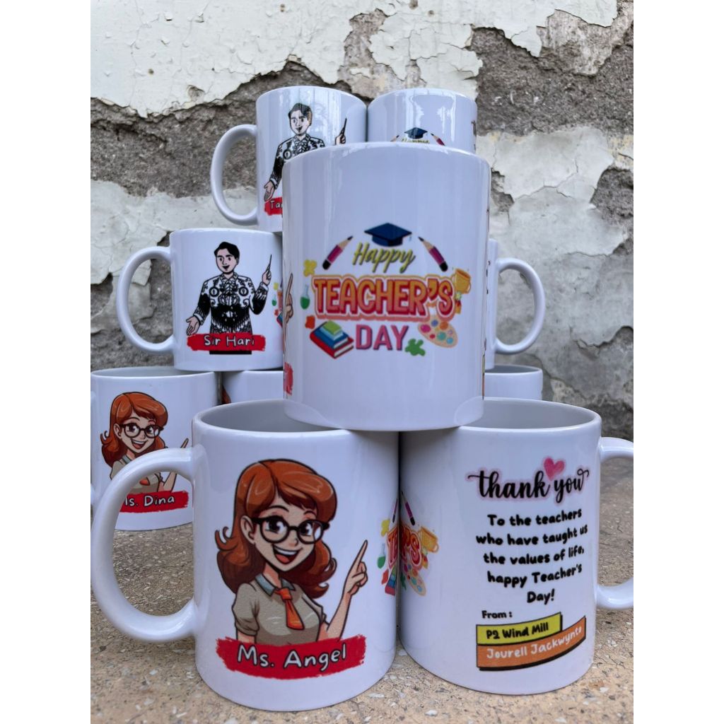 Souvenir Mug Keramik Foto Mug Keramik Sablon Hari Guru