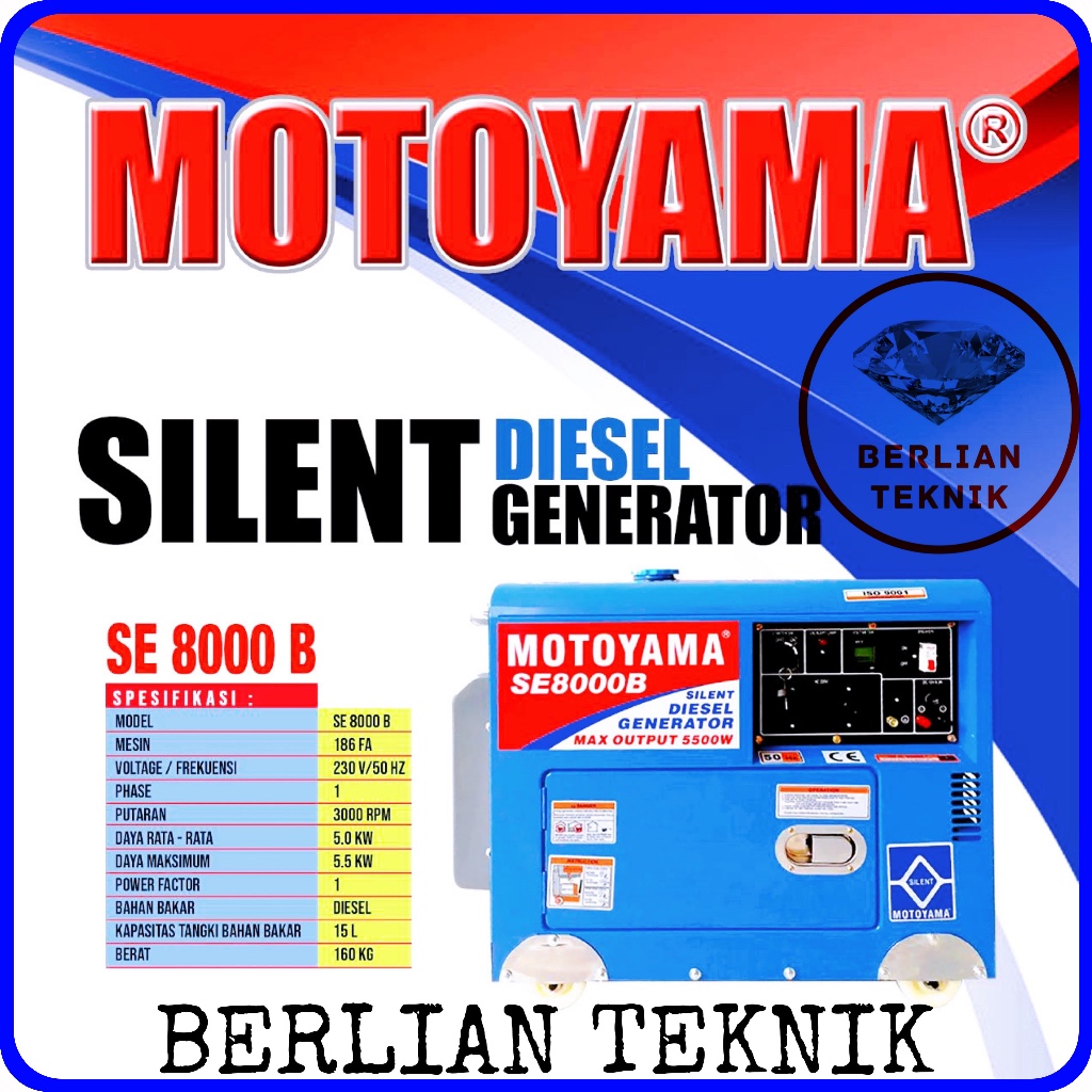 Diesel Generator Silent Genset Solar Motoyama SE 8000 B / 5500 Watt