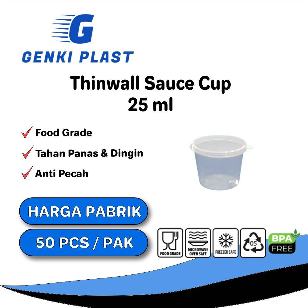 THINWAL SAUS / SAUCE CUP / TEMPAT SAOS PLASTIK ALL SIZE 25-150 ML GROSIR