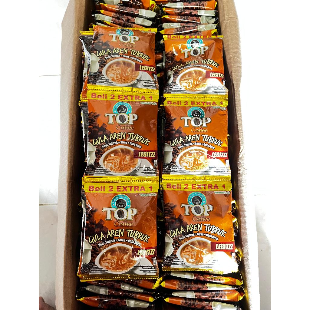 

TOP COFFEE GULA AREN TUBRUK LEGITZZZ Harga per 1 Renceng Isi 15 Sachet x 22gr