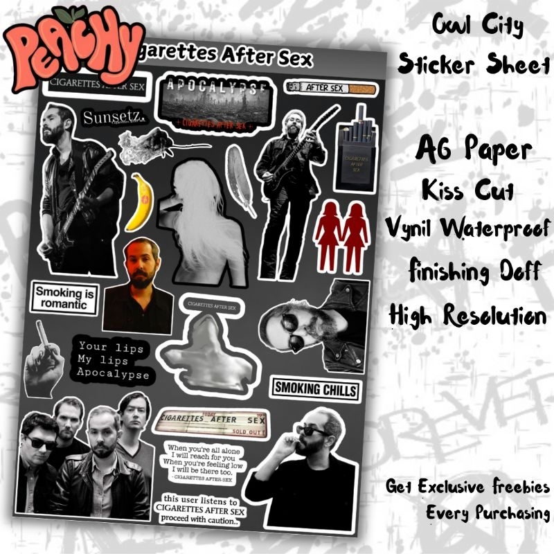 

Cigarettesaftersex Sticker Pack | Sticker Vynil | sticker Waterproof | sticker sheet | sticker band | sticker tumbler | stiker anti air | sticker music | sticker HP laptop | sticker murah | sticker kpop | stiker Aesthetic | kiss cut | sticker A6 | rock