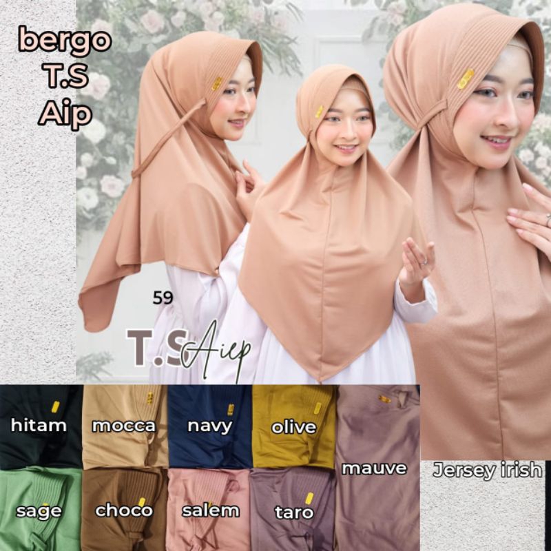Bergo T.S Aip Hijab| Bergo Tali Ped Jersey| Bergo Tali Polos| Aip Hijab