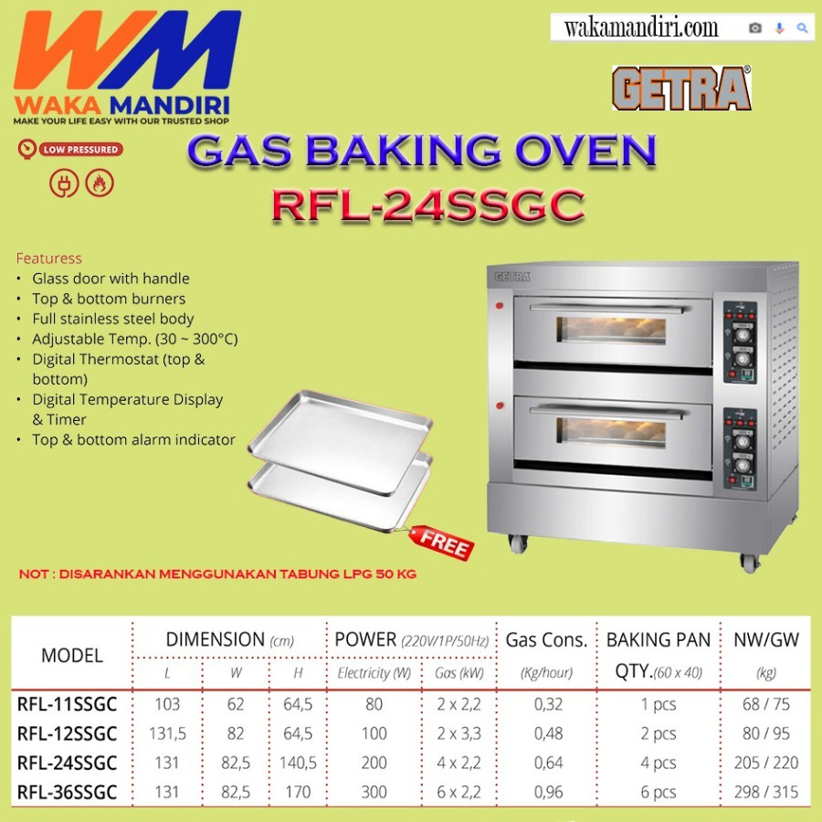OVEN GETRA 2 DECK 4 TRAY RFL 24SSGC PEMANGGANG ROTI KUE GARANSI RESMI