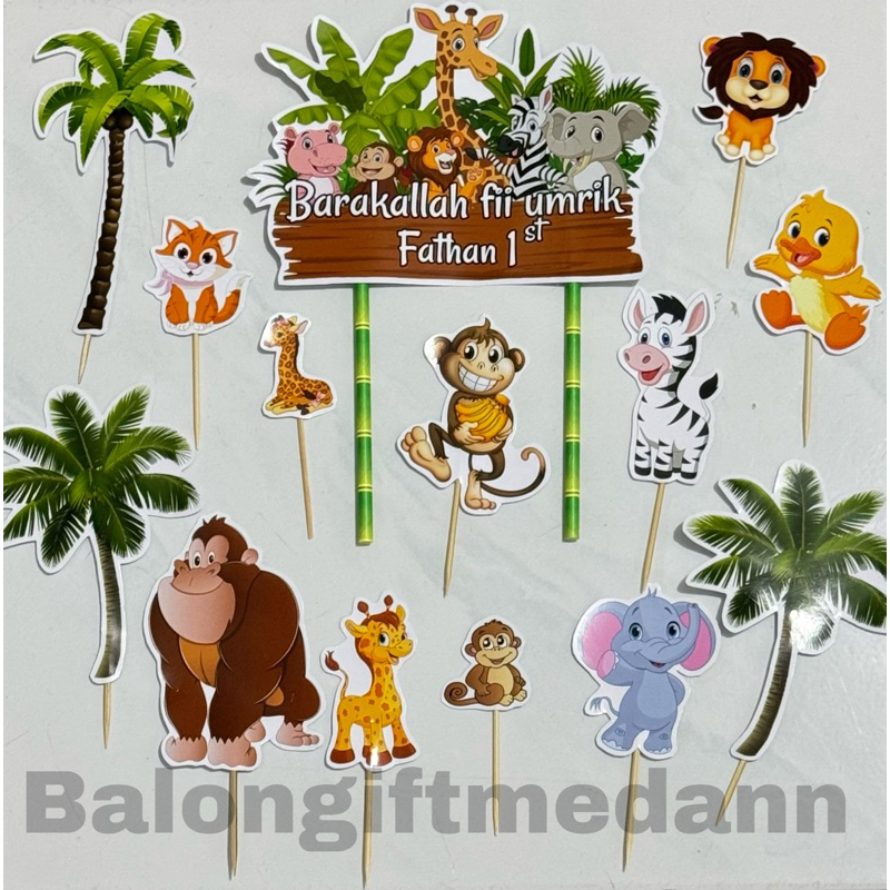 TOPPER CAKE CUSTOM HEWAN ANIMAL JUNGLE ZOO