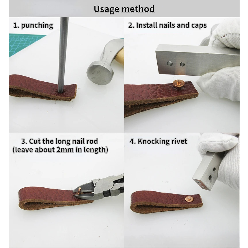 Alat Pasang Copper Rivet-Belt Strap Copper Rivet Setter-Alat Kulit DIY Pengrajin Original High