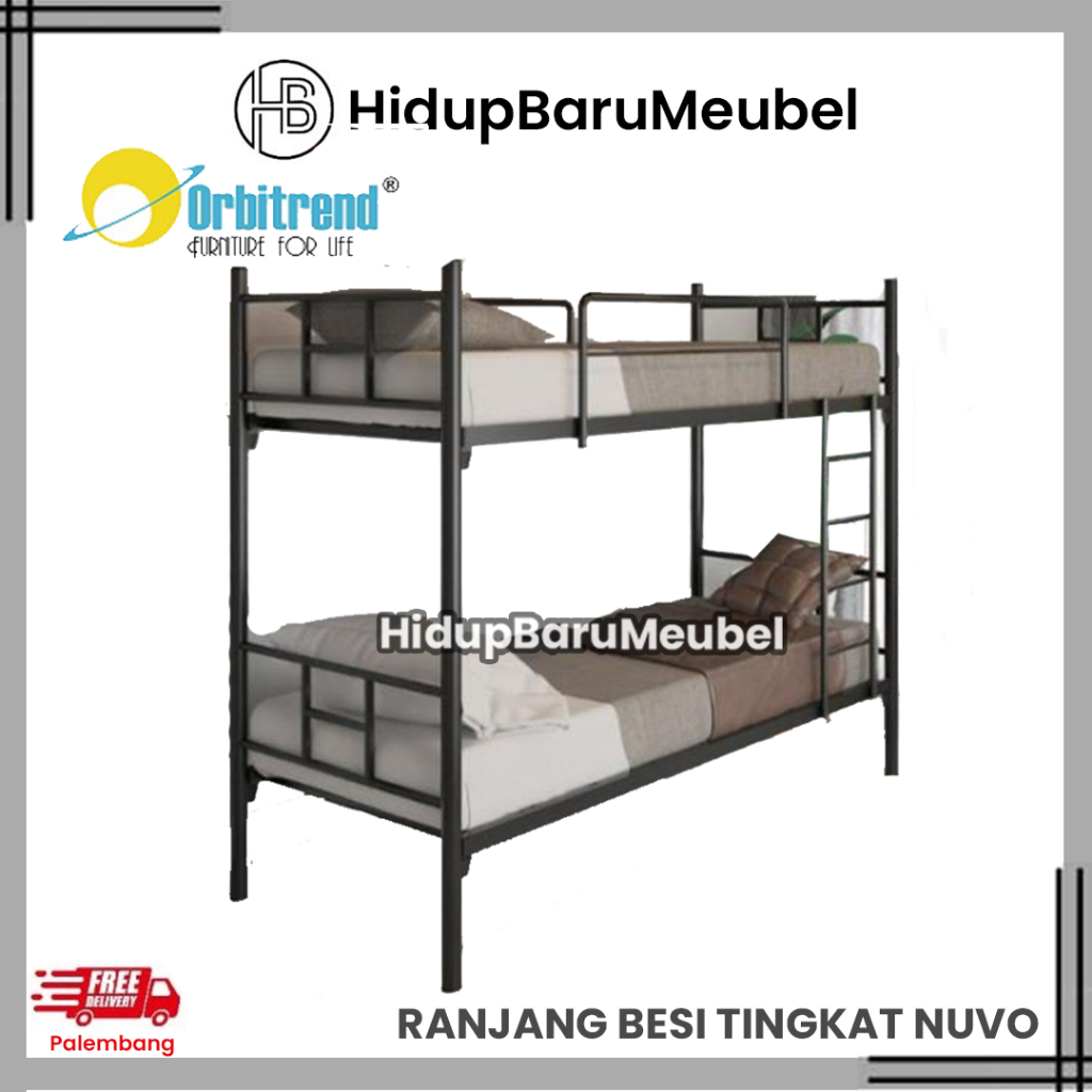 Ranjang Ranjang Besi Tingkat Nuvo by Orbitrend / bunk bed / tempat tidur anak tingkat / ranjang sing