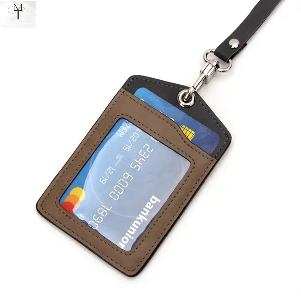 

ID Card Holder Karyawan Kulit Berkualitas PU Coklat Abu Tempat kartu Pengenal MT Fashion & Accessories