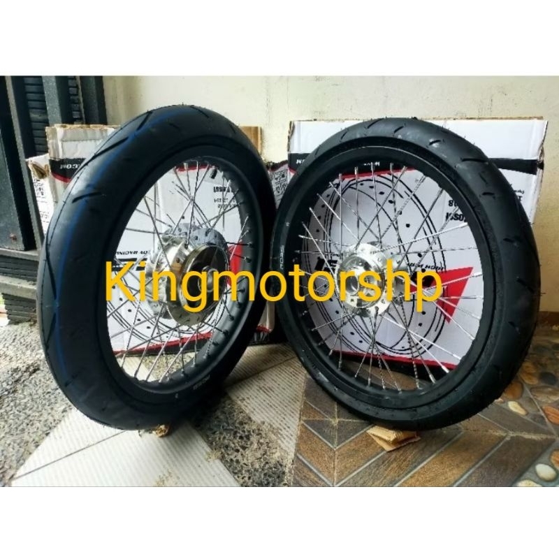 velg set + ban motor karisma Revo fit Supra x 125 velg Rossi ring 17 UK velg 160/185/17 ban UK 90/80
