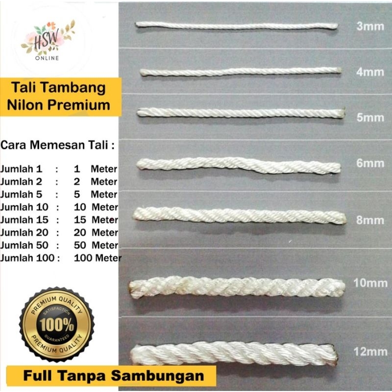 Tali Tambang Kecil Sedang Besar Tali Bendera Nilon Nylon Ikat Angkut Tali Tambang Ikat Barang Hewan 