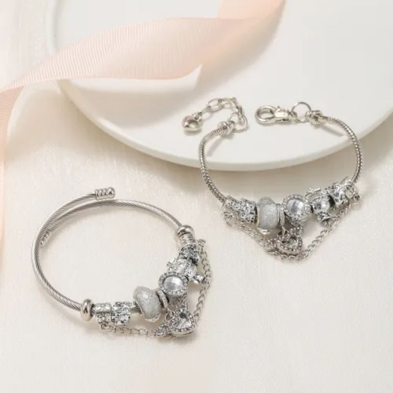 Gelang Pandora Warna Silver dan Gold Daily Birthday Bracelet