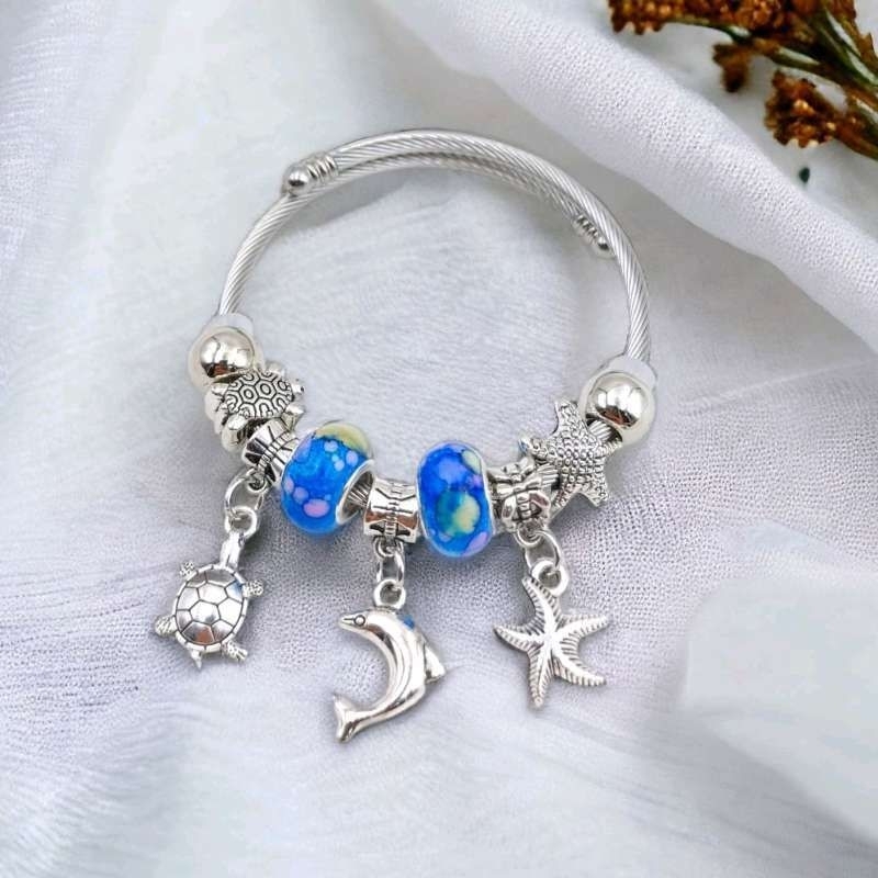 Gelang Pandora Warna Silver dan Gold Daily Birthday Bracelet