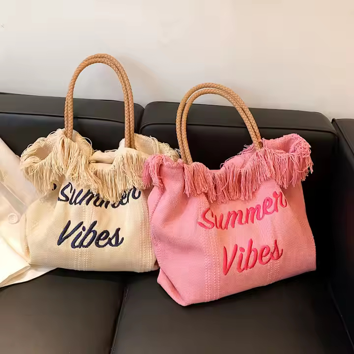 MARDIBAG IMPORT - ZCJ0816 Tas Jinjing Kanvas Totebag Wanita Tebal Impor Tas Pantai Tas Travel Pantai