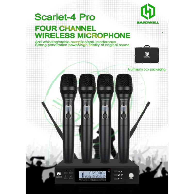 MIC WIRELESS HARDWELL SCARLET 4 PRO FOUR CHANNEL WIRELESS MICROPHONE