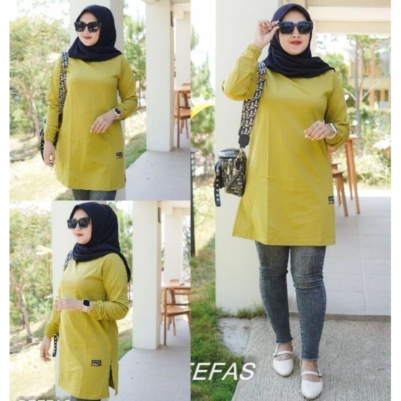 [TERMURAH] TUNIK WANITA / ATASAN WANITA MUSLIM / KAOS LENGAN PANJANG TERLARIS BLOUSE SEMI TUNIK HIKM