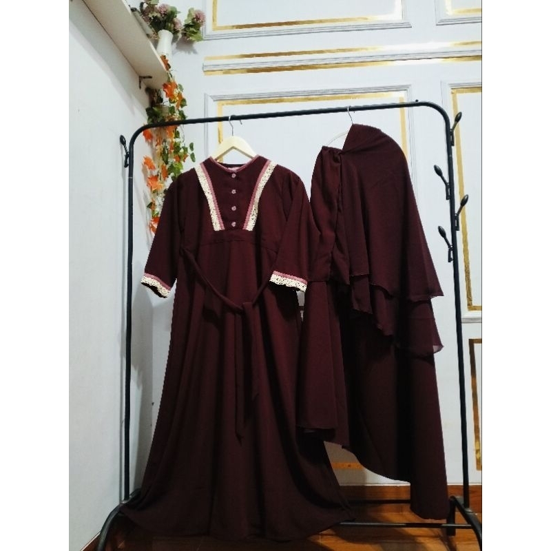 READY STOK  [BISA COD] SET BANAT SAFAR ADIBAH | SET GAMIS JILBAB CADAR SAFAR BANAT (1 SET GAMIS + JI