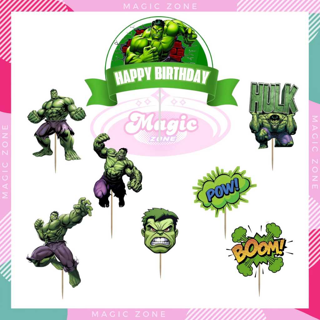 Topper Cake/Hiasan Kue Ulang Tahun Tusukan/Topper Iron man/Hulk/Superman