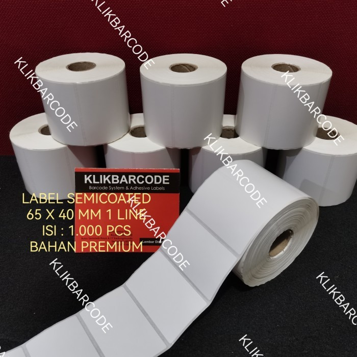 

Klikbarcode Label Barcode Semicoat 65x40 mm / 65 x 40 mm / 65x40 mm Isi 1.000 pcs