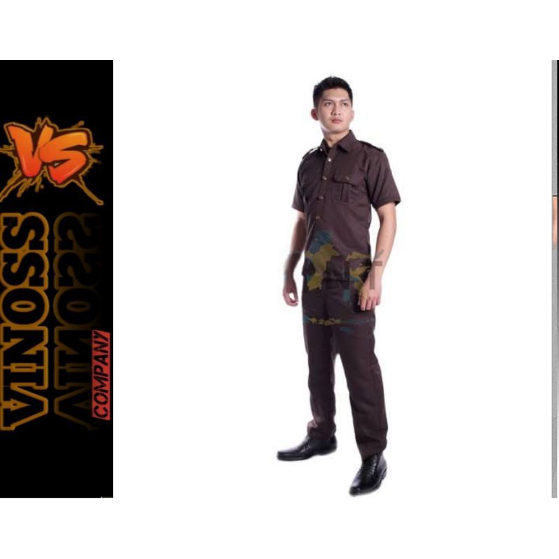 Seragam Safari Coklat Tua Satpam Dinas Kualitas Terbaik