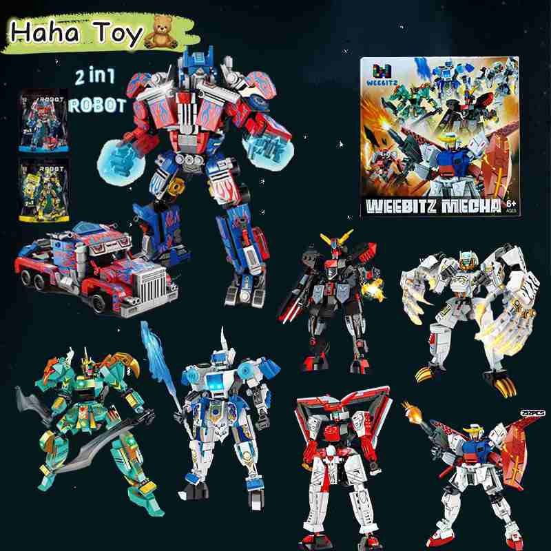 HaHa Toy DIY Mainan Robot Balok Bata Mainan Block Toys Anak Laki-laki 3D Puzzle Susun Blok