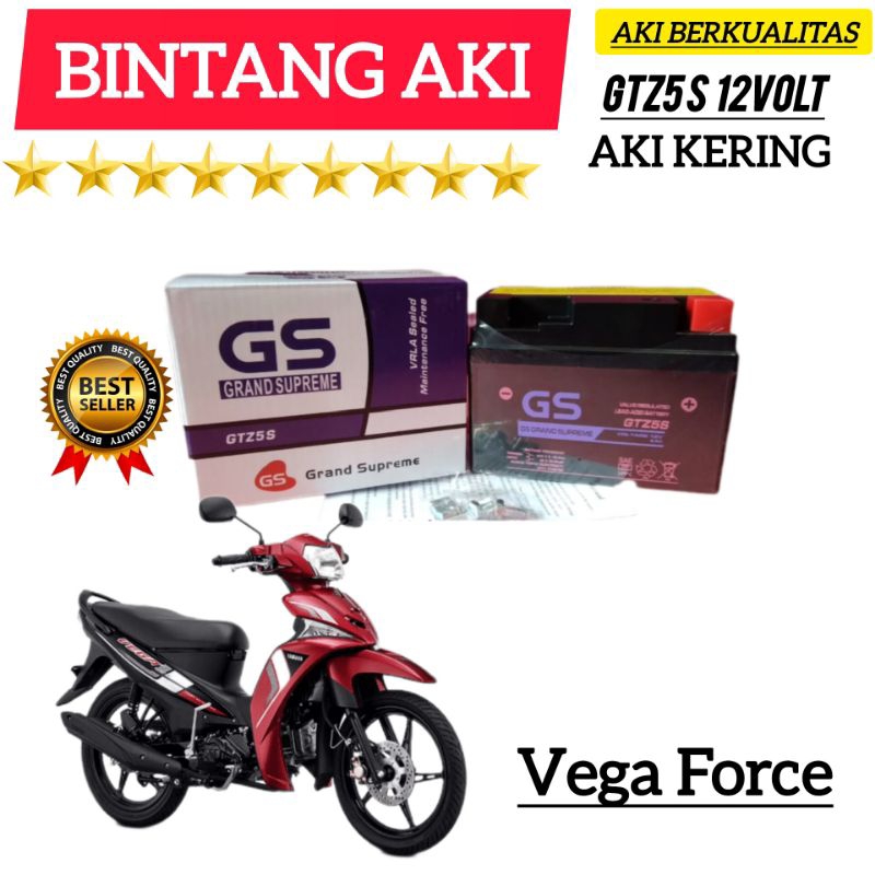 Aki Motor Vega Force Aki Motor GS Grand Supreme Aki kering Accu Kering GTZ5S 12 volt 4Ah