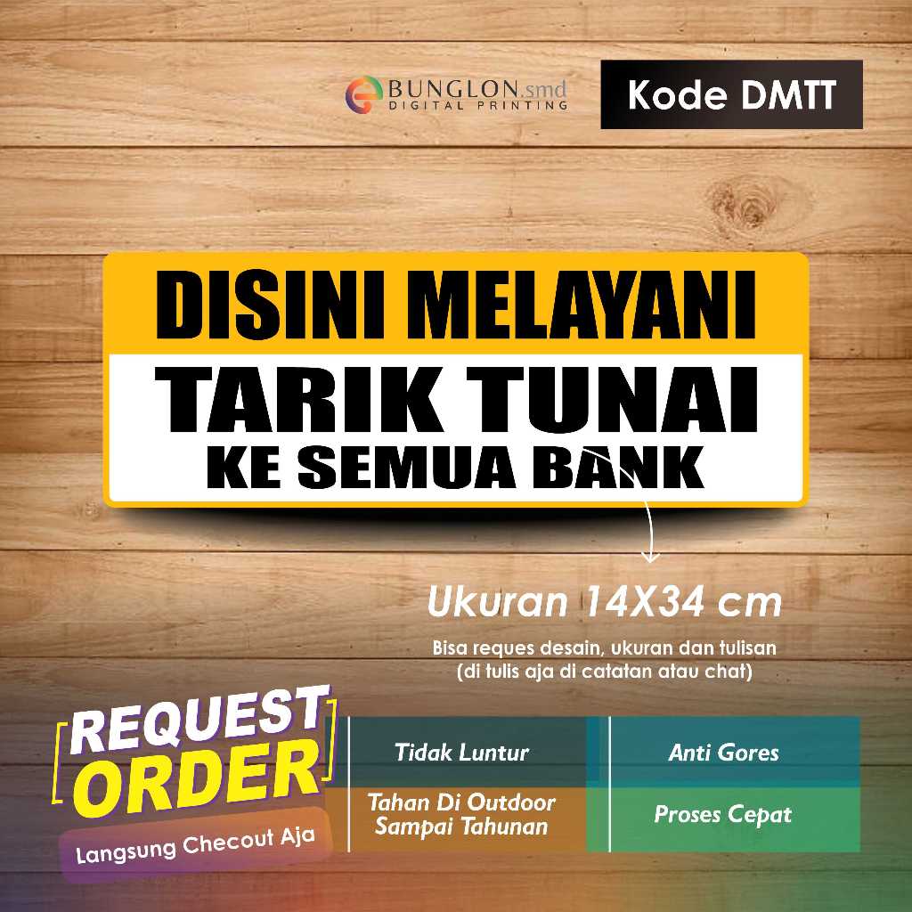 

STIKER MELAYANI TARIK TUNAI + LAMINASI KODE DMTTKUNING HITAM