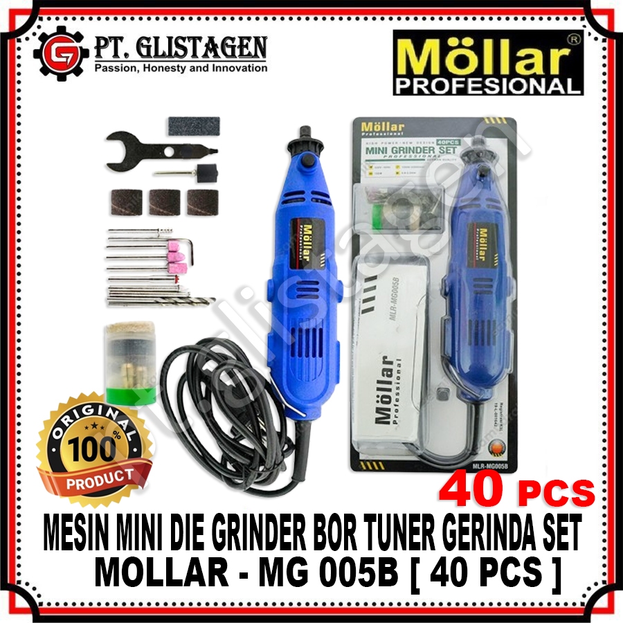 MOLLAR MG005B Mesin Bor Mini Die Grinder Bor Tuner Multifungsi SET 40 Pcs BLISTER MG 005B MG-005 B M