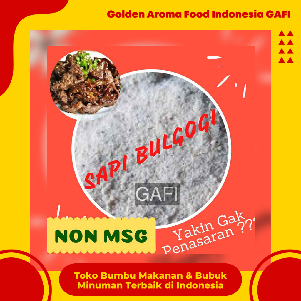 

Bumbu Tabur Rasa Sapi Bulgogi NON MSG 1 kg Enak Murah Lezat Gurih, Beef Bulgogi Flavor NON MSG Seasoning Powder 1kg