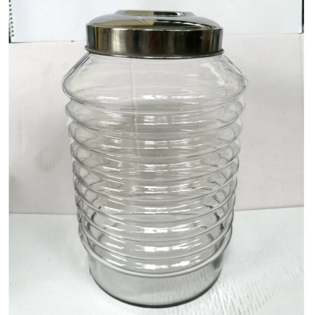 Toples Kerupuk Kaca Besar Ulir Kamma 1 Tutup Stainless 15 Liter Kedap Udara