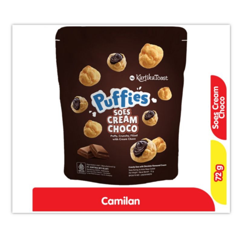 

Kartika Toast Puffies Soes Cream Choco 72 gr Snack Biskuit Cemilan