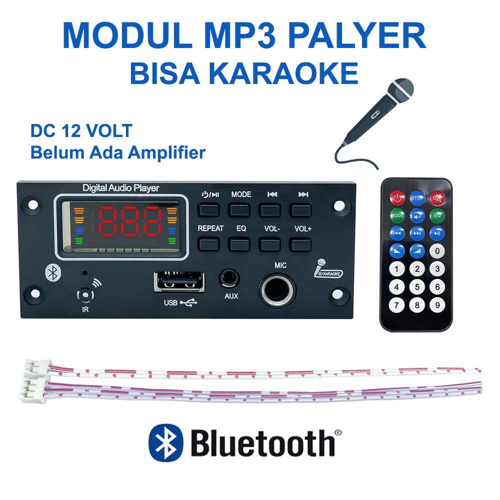 JANIJANDO3 - MODUL BLUETOOTH TF USB FM AUX MP3 PLAYER DC 12V KARAOKE PORTABLE