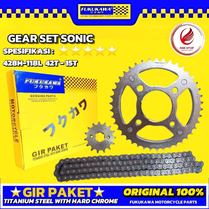GEAR SET SONIC FUKUKAWA ORIGINAL 428H-118L 42T-15T GIR PAKET / GIR SET SONIC NEW