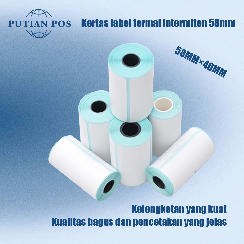 

Thermal Paper: 57×40 Intermittent Thermal Label Paper: PUTIAN POS 5 rolls/10 rolls/15 rolls/20 rolls