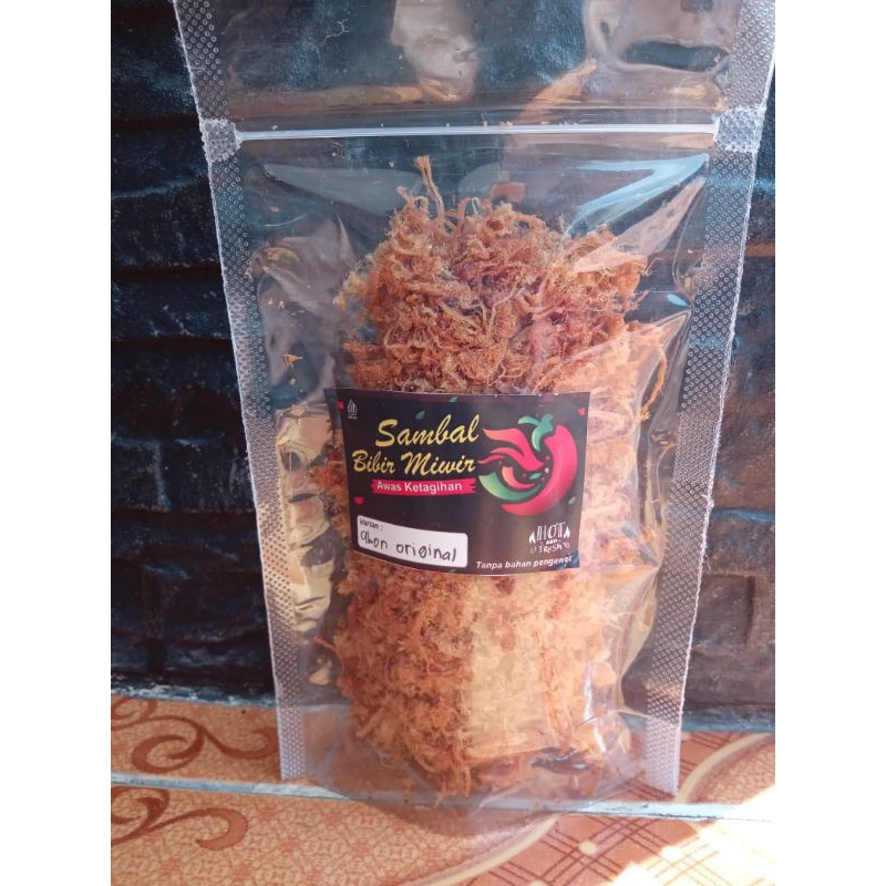 

abon ayam premium kemasan pouch rasa original manis gurih