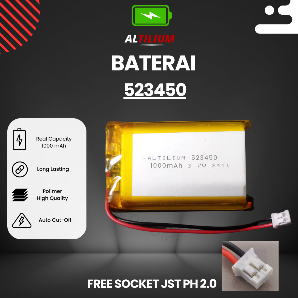 Baterai musik box, mp3 523450 Japan Quality ALTILIUM