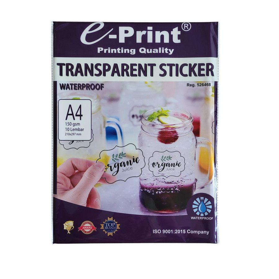 

E-Print Transparent Sticker A4 / Kertas Stiker Transparan Eprint A4