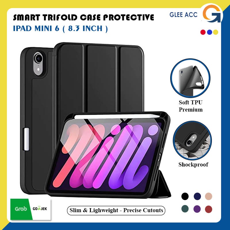 IPAD Mini 6 8.3 Inch Smart Trifold Protective Case Pelindung Tablet Guard Tab Protect Protection Fli