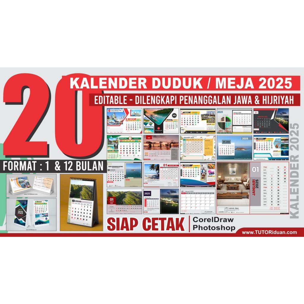 

Kalender Duduk Tahun 2024 Custom - 7 lembar 1muka - Linen Hitam