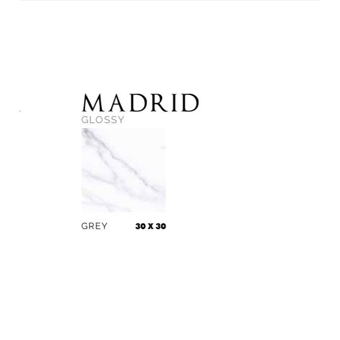 ASIA TILE FLOOR TILE MADRID GLOSSY GREY 30X30