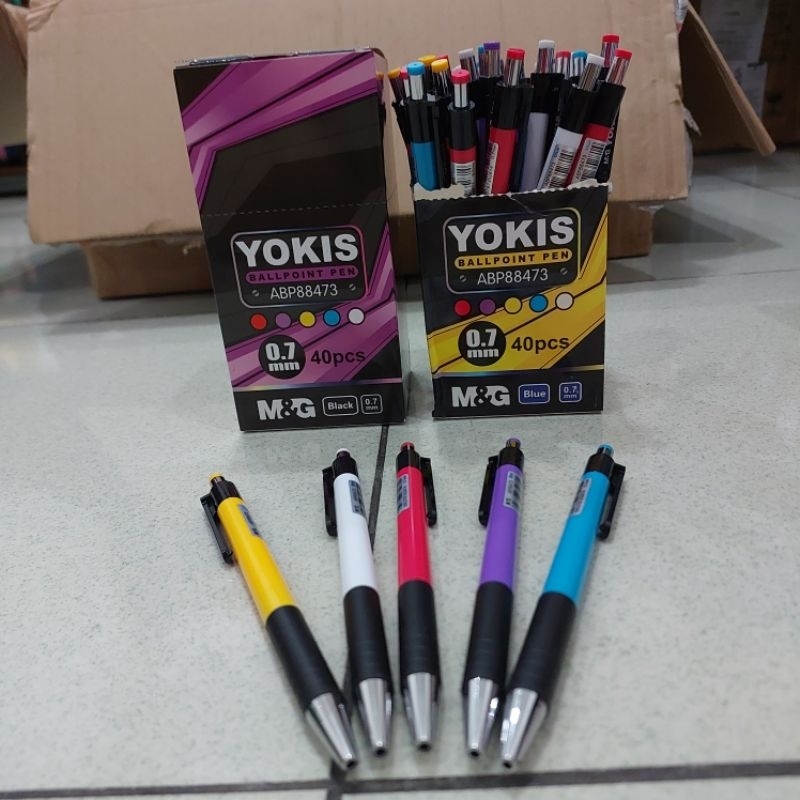 

Pulpen Retractable 0.7mm Ball Pen Tiktek Yokis Merk M&G Ball Point Comfort Rubber Grip