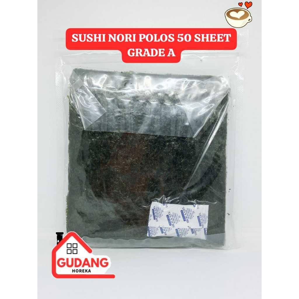 

SUSHI NORI KOREA 50 LEMBAR GRADE B WARNA HIJAU GELAP - RUMPUT LAUT PANGGANG IMPORT - ROASTED SEAWEED