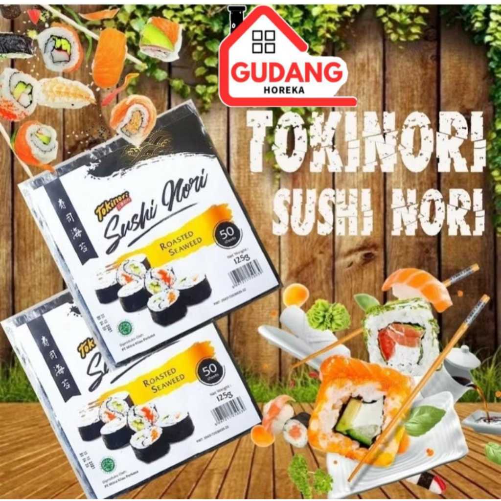 

NORI 50 LEMBAR YAKI SUSHI (HALAL) / NORI 50 SHEETS RUMPUT LAUT PANGGANG ROASTED - TOKINORI BERBAGAI VARIASI