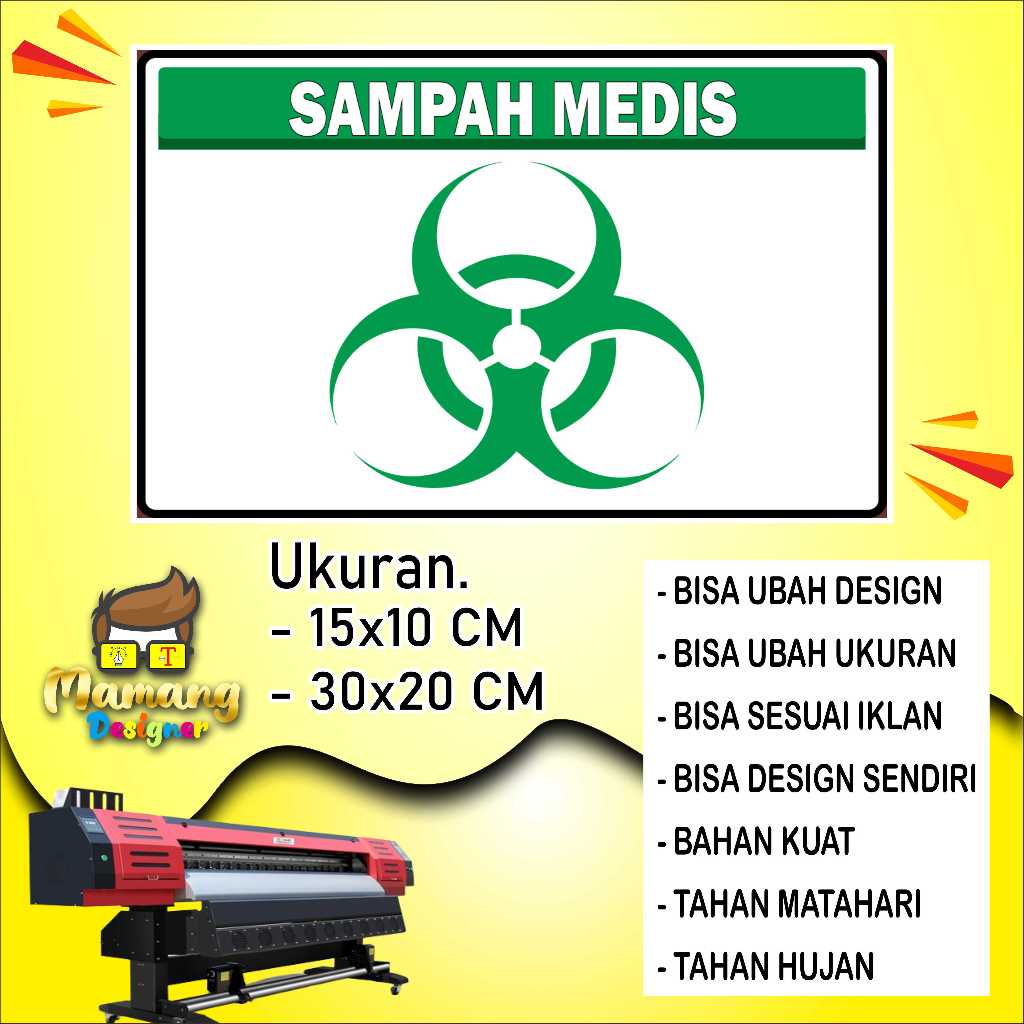 

Sticker Untuk Sampah Medis Bahan Kuat Hijau