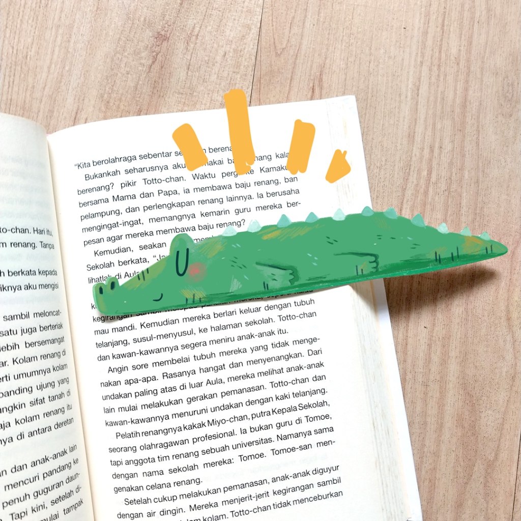 

Bookmark Awas Buaya Lewat - crossing crocodile pembatas buku extra panjang