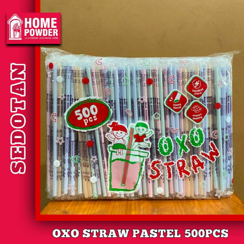 Sedotan Steril Plastik Oxo Straw Pastel 6/20 isi 500