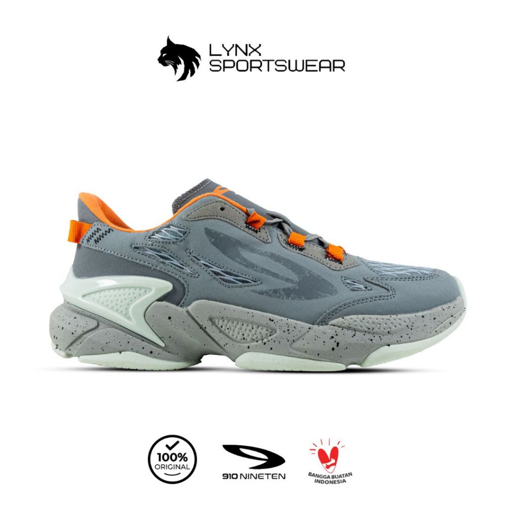 910 NINETEN SEPATU SPORTSTYLE LYNX RV-LITE - ABU-ABU/JINGGA