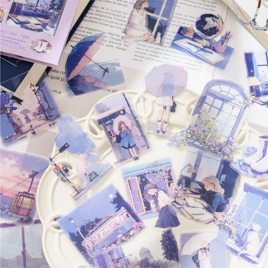 

40pcs Sticker The Sojourn Diary PET Stiker Hiasan Scrapbook Bujo Korea Estetik Winter Autumn Estetik
