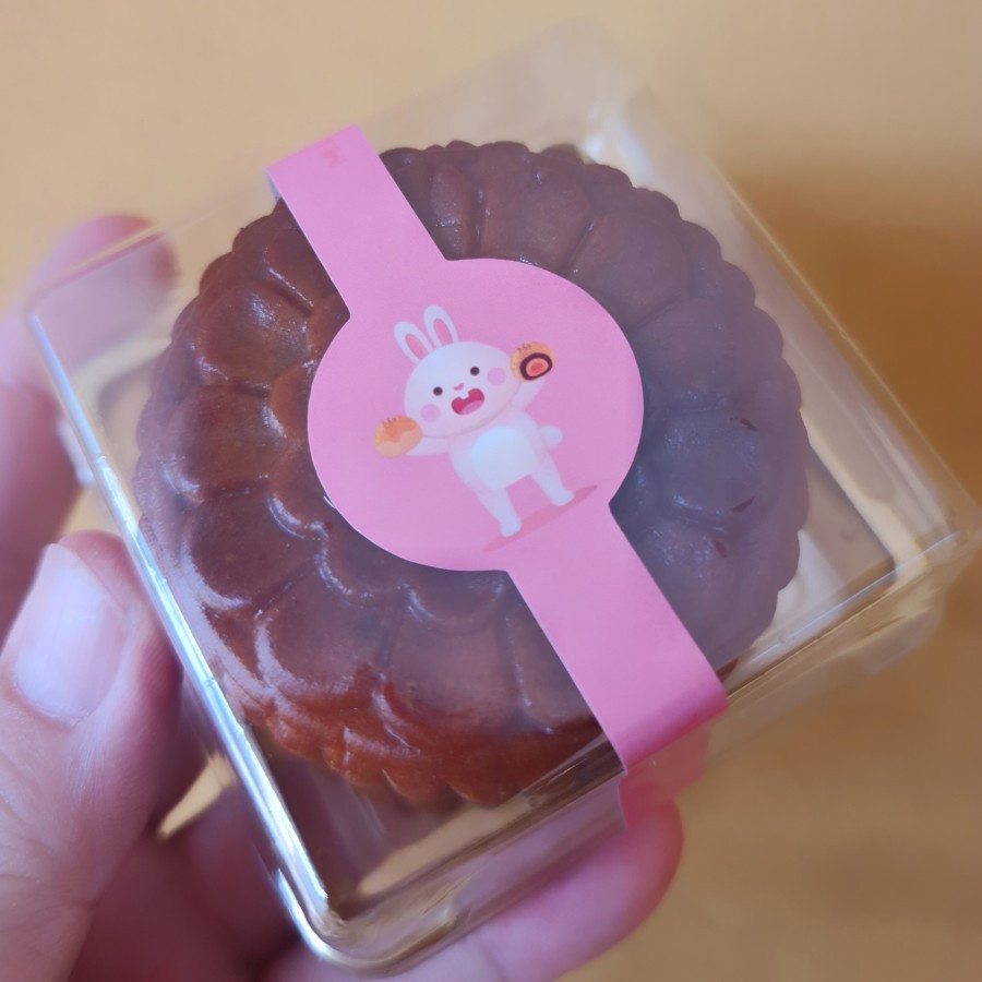 

stiker pink untuk tray mika kue mooncake seal sticker bahan vinil motif pink rabbit isi 4 pcs