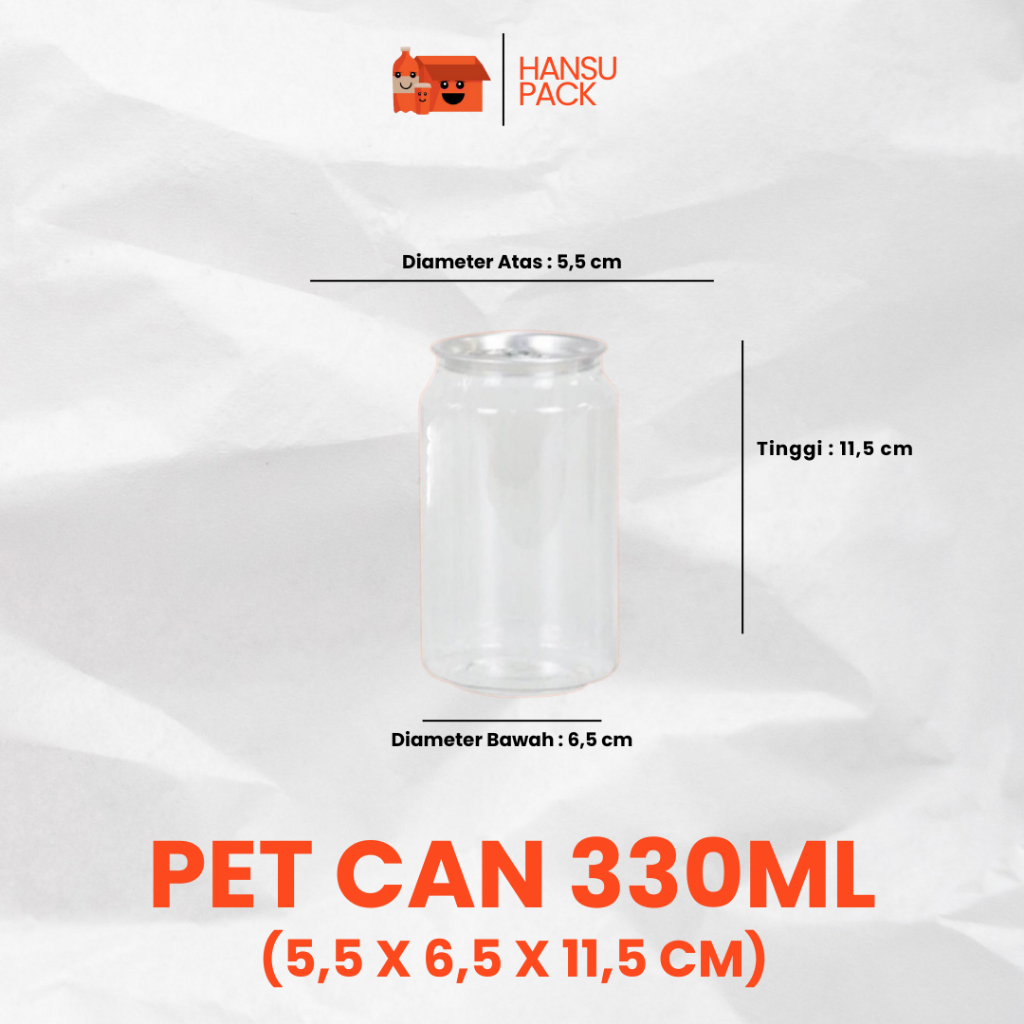 (Isi 10pc) Botol PET Can 330ml Tutup Sardine Botol Juice Full Lid Open