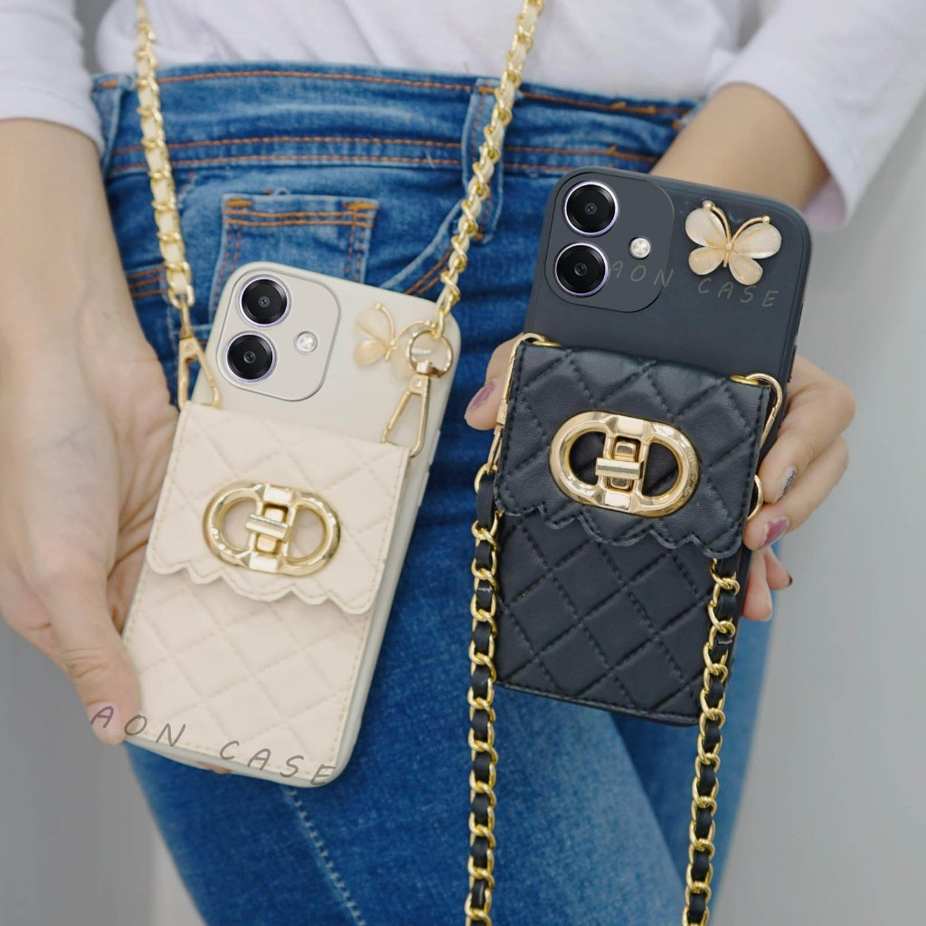 Softcase Silikon Lentur Dompet Dior Untuk Oppo A3X A3 NFC -Case Dompet Oppo A3X A3 NFC -Case Tas