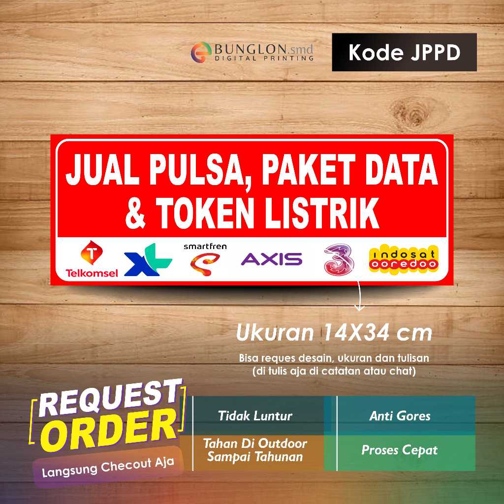 

STIKER JUAL PULSA PAKET DATA DAN TOKEN LISTRIK +LIMINASI KODE JPPD MERAH
